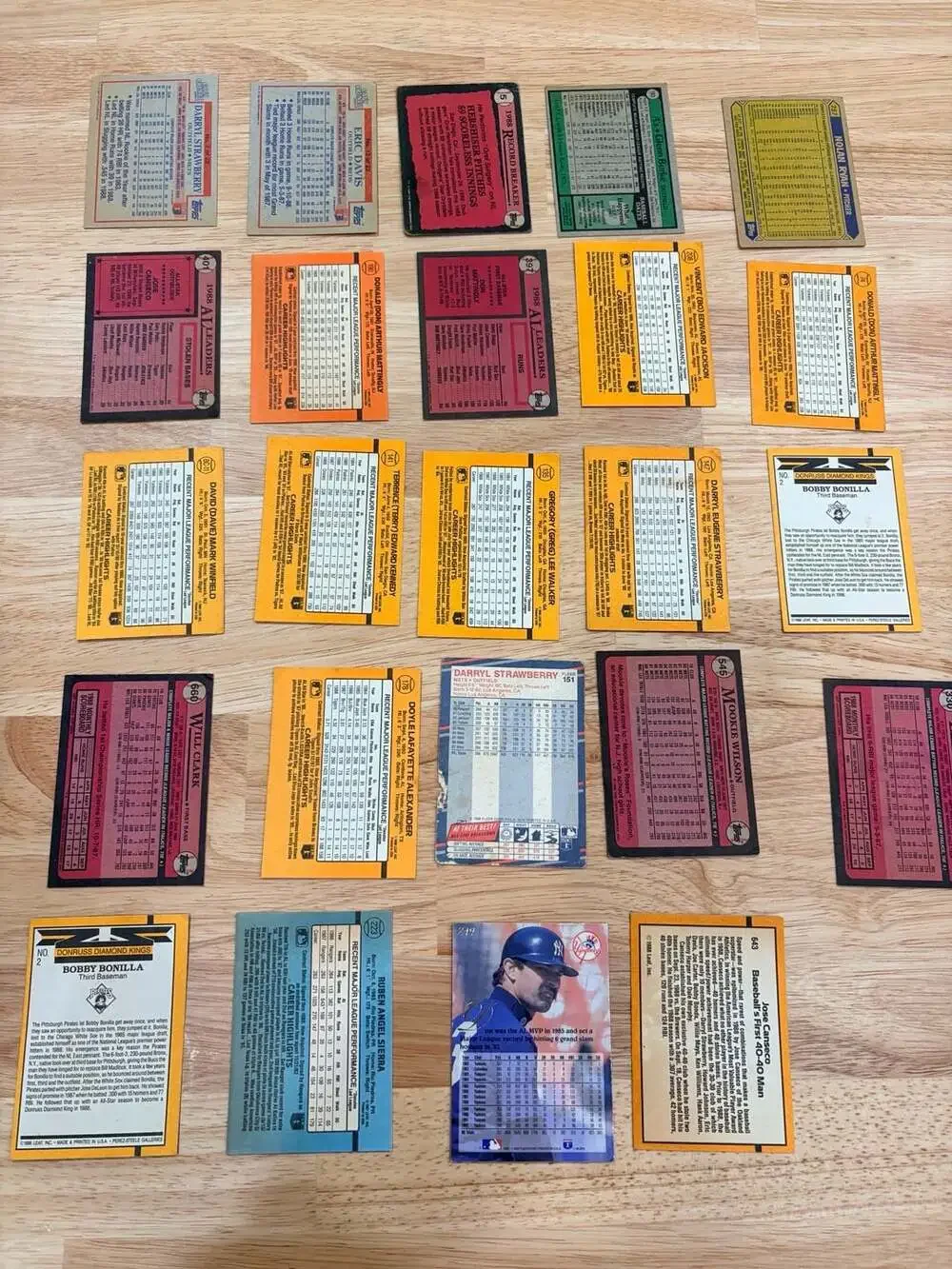 20 Vintage Major League Baseball Trading Cards (1988-1989 Topps, Donruss, Fleer)
